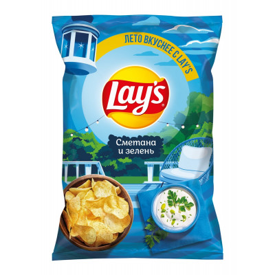 Чипсы Lay's Сметана и зелень, 140г