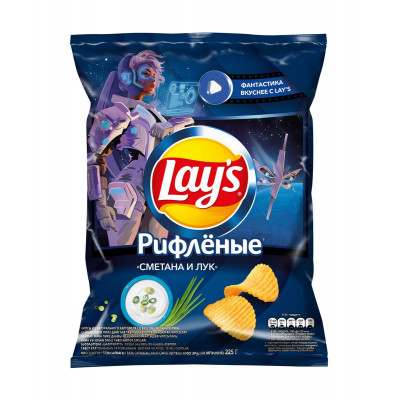 Чипсы Lay's рифленые Сметана и лук, 225г
