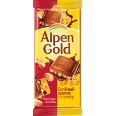Шоколад Альпен Гольд Alpen Gold молочный с соленым арахисом и крекером,85 г